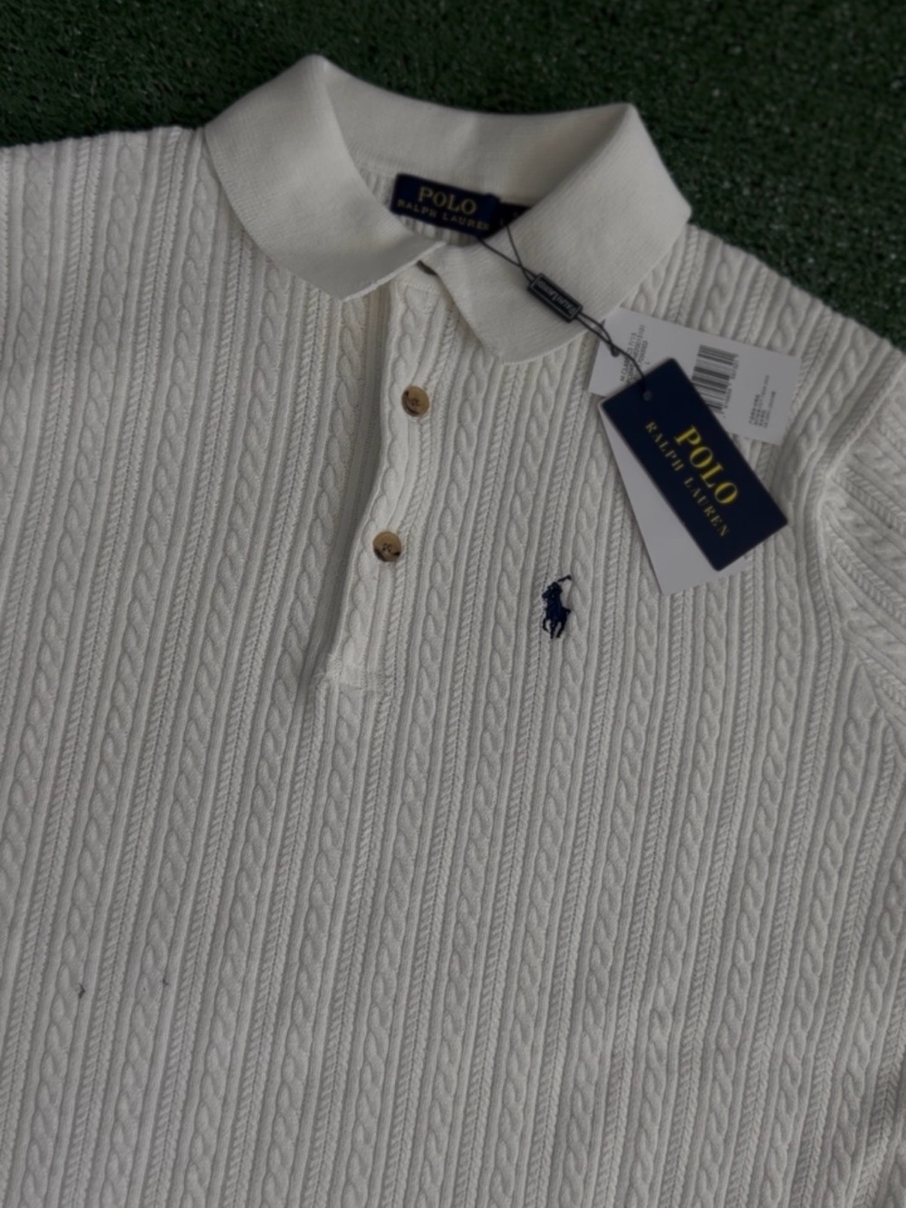 Polo by Ralph Lauren White Short-Sleeve Textured Knit Polo - Picture 2 of 3